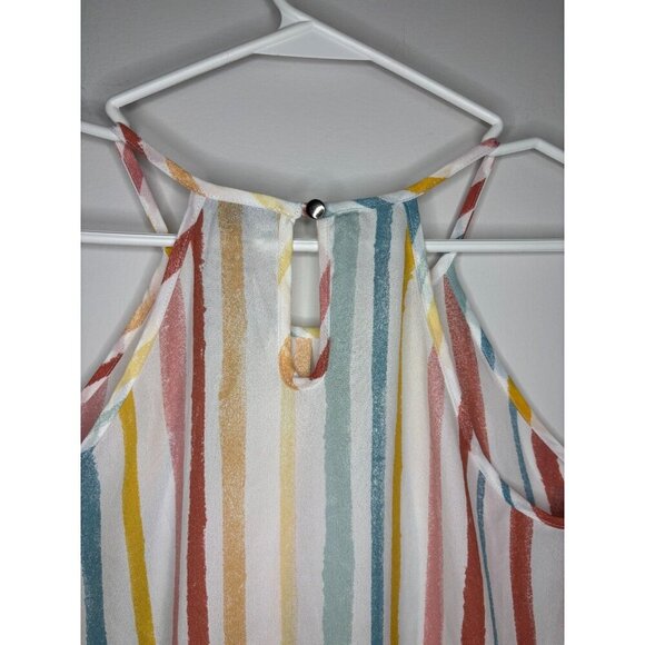 PAPERMOON Stitch Fix Halter Striped Womens XSP Tank Colorful Flowy Keyhole - Picture 3 of 7